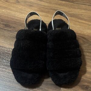 UGG Women's Plush Black Slippers